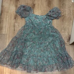 Zhenzi Kids Dress in Teal and Mauve Floral
